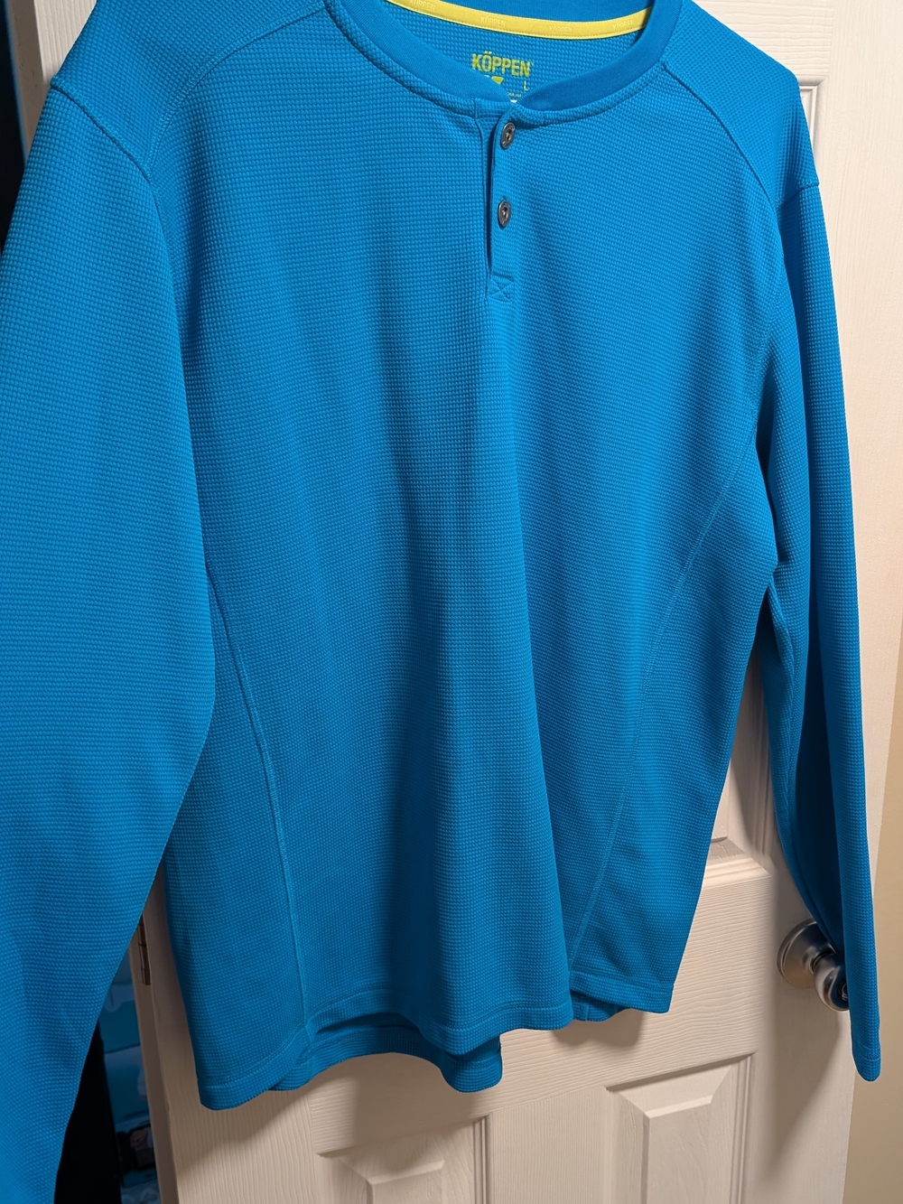 Koppen Men’s Long-Sleeve Henley — Bright Blue